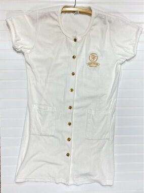 Vintage 90s Disney Grand Floridian Terry Coverup Shell Button Medium Large White